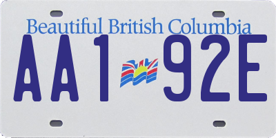 BC license plate AA192E