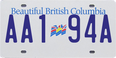 BC license plate AA194A