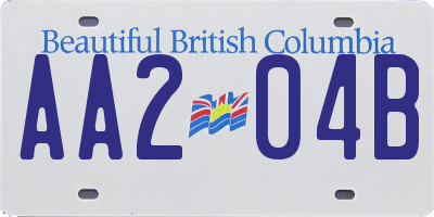 BC license plate AA204B