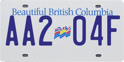 BC license plate AA204F