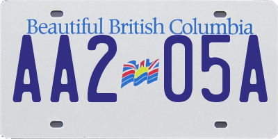BC license plate AA205A