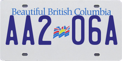 BC license plate AA206A