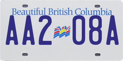 BC license plate AA208A
