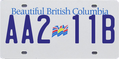 BC license plate AA211B