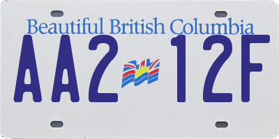 BC license plate AA212F
