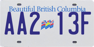 BC license plate AA213F