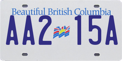 BC license plate AA215A
