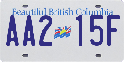 BC license plate AA215F