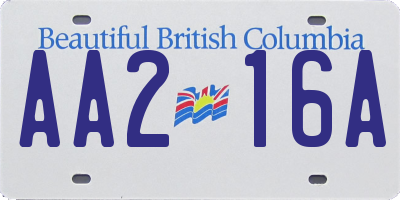 BC license plate AA216A