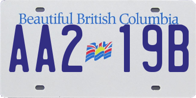 BC license plate AA219B
