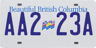 BC license plate AA223A