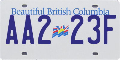 BC license plate AA223F