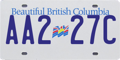 BC license plate AA227C