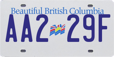 BC license plate AA229F