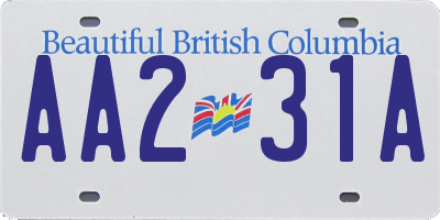 BC license plate AA231A