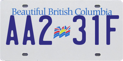 BC license plate AA231F