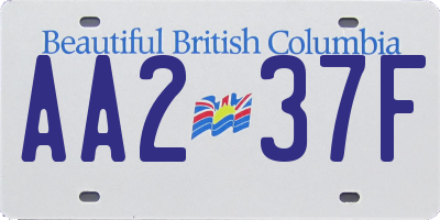 BC license plate AA237F