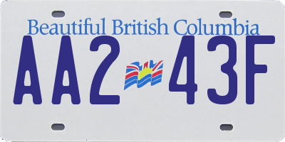 BC license plate AA243F