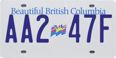 BC license plate AA247F