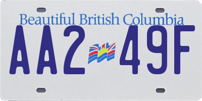 BC license plate AA249F