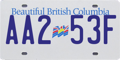 BC license plate AA253F