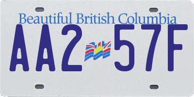 BC license plate AA257F