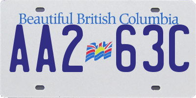 BC license plate AA263C