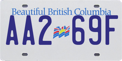 BC license plate AA269F