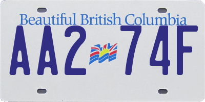 BC license plate AA274F