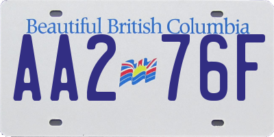 BC license plate AA276F