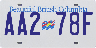 BC license plate AA278F