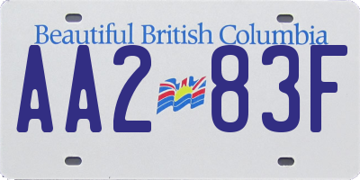 BC license plate AA283F