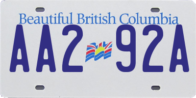 BC license plate AA292A