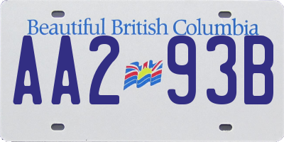 BC license plate AA293B