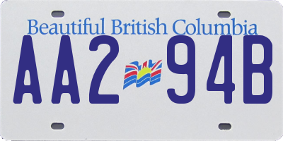 BC license plate AA294B