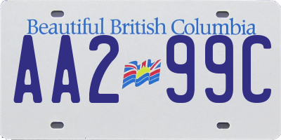 BC license plate AA299C