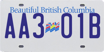 BC license plate AA301B