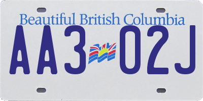 BC license plate AA302J