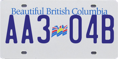 BC license plate AA304B