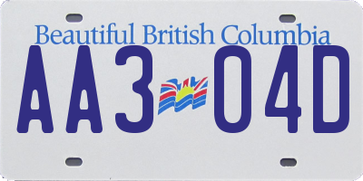 BC license plate AA304D