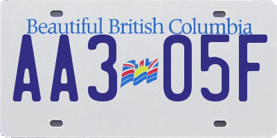 BC license plate AA305F
