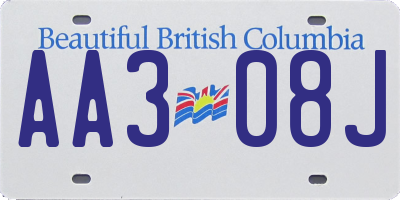 BC license plate AA308J