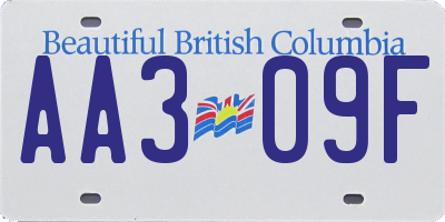 BC license plate AA309F