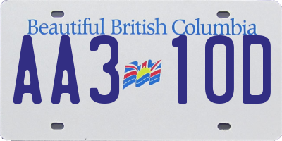 BC license plate AA310D