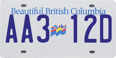 BC license plate AA312D