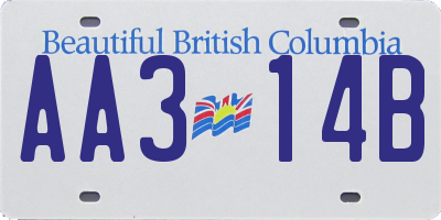 BC license plate AA314B