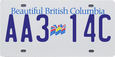 BC license plate AA314C