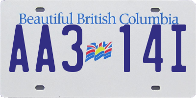 BC license plate AA314I