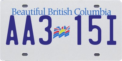 BC license plate AA315I