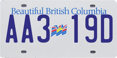 BC license plate AA319D